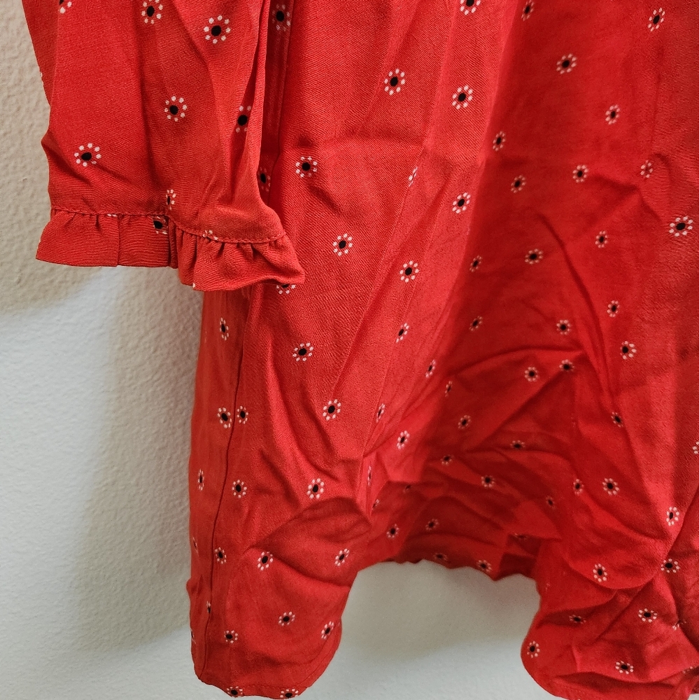 ASTR‎ The Label Revolve Marinke Dress Floral Faux Wrap Long Sleeve Red XL NWT - Picture 6 of 9
